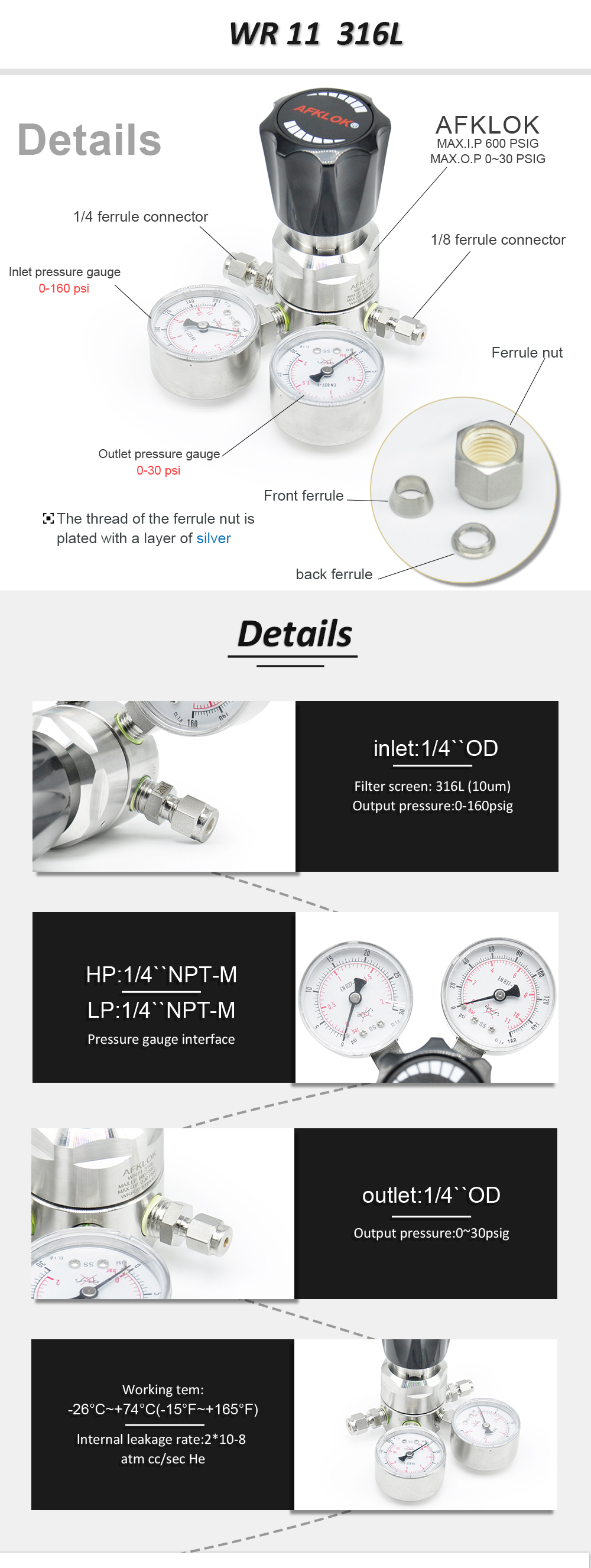 stainless steel air pressure regulator